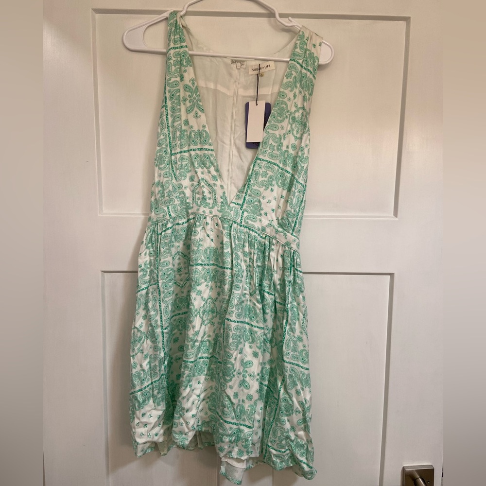 Plunge neck mini dress